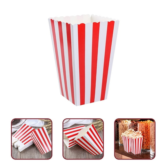 Sparsain 10 Pack Popcorn Boxes Fashion Striped Popcorn Storage Containers