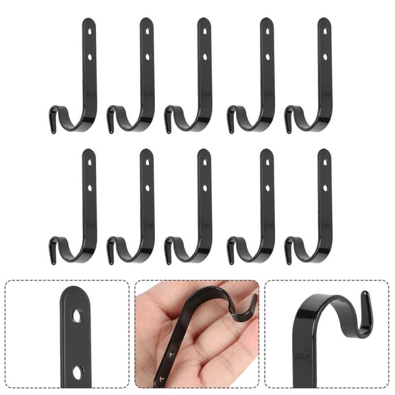 Sparsain 10Pcs J Shaped Hanging Hooks for Home, Iron Single Hooks Hanger with Screws