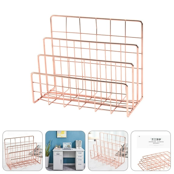 Sparsain 1pc Desk File Document Letter Iron Organizer Rack Office Tabletop Organizer