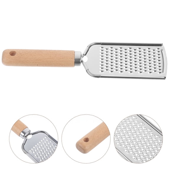 Sparsain 1pc Grater Planer Zester Stainless Steel Kitchen Gadget Wooden Handle for Fruit Vegetable (Silver+Blue)