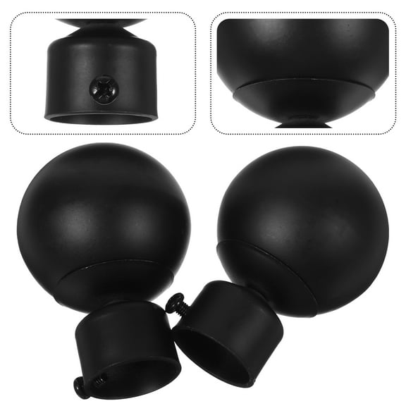 Sparsain 2 Pack 28mm Window Curtain Rod End Caps Unique Design Black Curtain Rod End Caps for Home Office