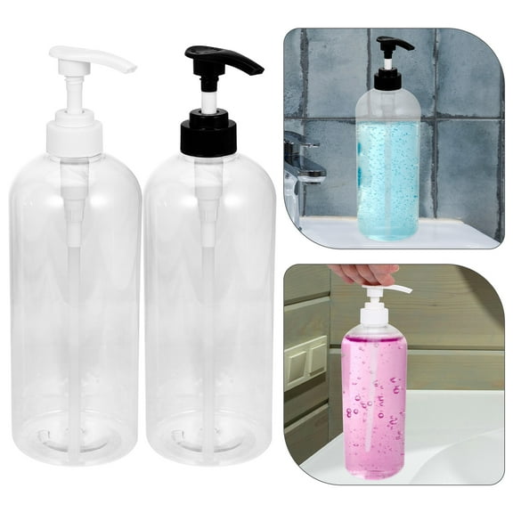 Sparsain 2 Pack Clear Soap Dispensers with Plastic Pump for Hands, 1000ml Soap Pump Bottles