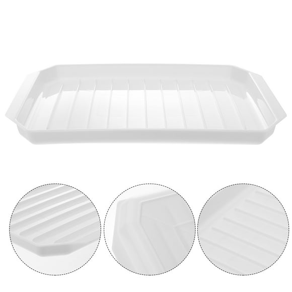 Moluckfu Microwave Bacon Pan 2Pack White Plastic Baking Tray with for Crispy Cooking in Ovens 10.6X8.3X1.2in