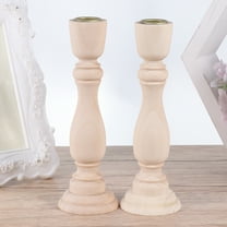 Sparsain 2Pcs DIY Wooden Candle Holders, Creative Candle Stands, Solid Wood Candlesticks, Chic Home Desktop Decorations (Wood Color)