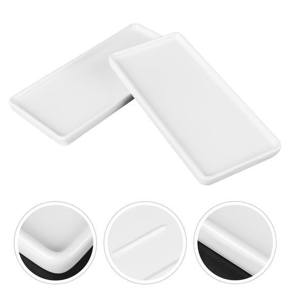 Sparsain 2Pcs Porcelain Bathroom Tray, Ceramic Storage Tray, Sanitary Ware Storage Pallet, Delicate Bathroom Supplies, Ceramic Toothbrush Base Holder, for Home and Hotel Use, Size S, White
