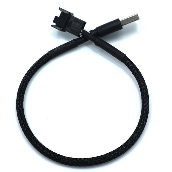 Sparsain 3 Pack USB to 4 Pin Fan Adapter Cable for PC Computer 4 Pin Fan Power Cable Connector Adapter Connect (Black)