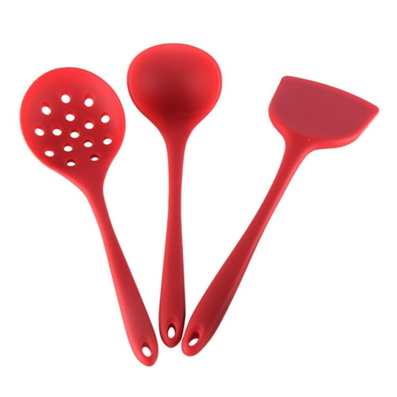 Sparsain 3 Piece Silicone Kitchen Utensil Set Non-Stick Heat Resistant Cooking Utensils (Red)
