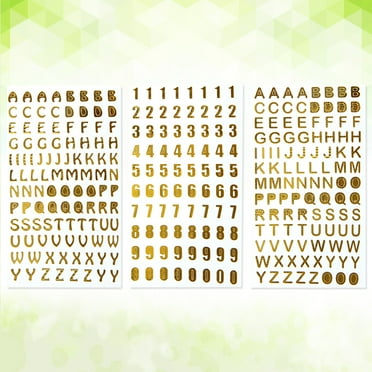 Sparsain 3 Sheets English Letters Numbers Hot Stamping Stickers for Notebook, Decorative Adhesive Stickers for Scrapbooking, Crafts, Laptop and Mobile Phone Decoration