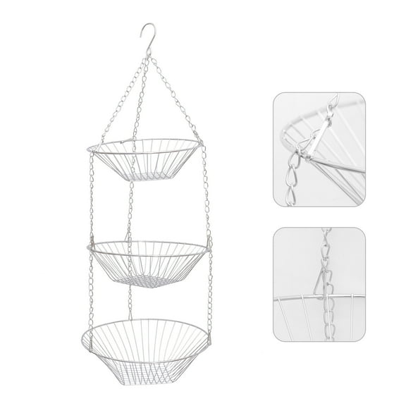 Sparsain 3 Tier Wire Hanging Basket, Stainless Steel Basket, Fruit Vegetable Bowl, Display Stand