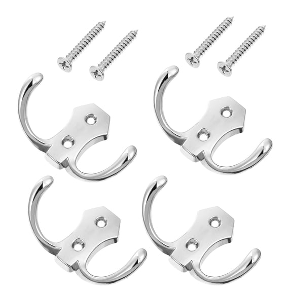 Sparsain 4 Pack Modern Zinc Alloy Coat Hooks Hat Rack for Bedroom (Silver)