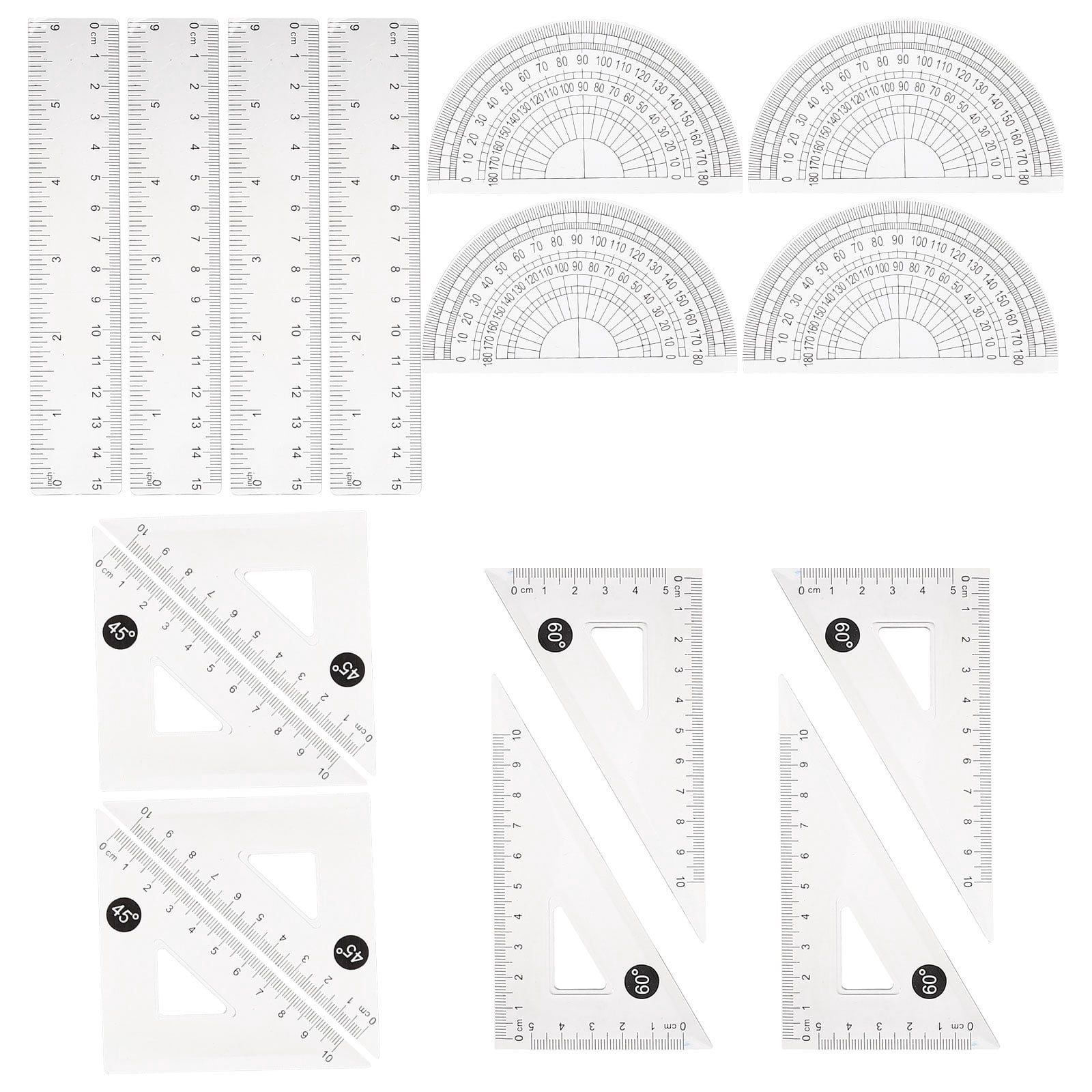 Rectangular Drawing Ruler Sparsain 4 Sets Plastic Drawing Ruler Tools Drawing Accessories Ruler ...