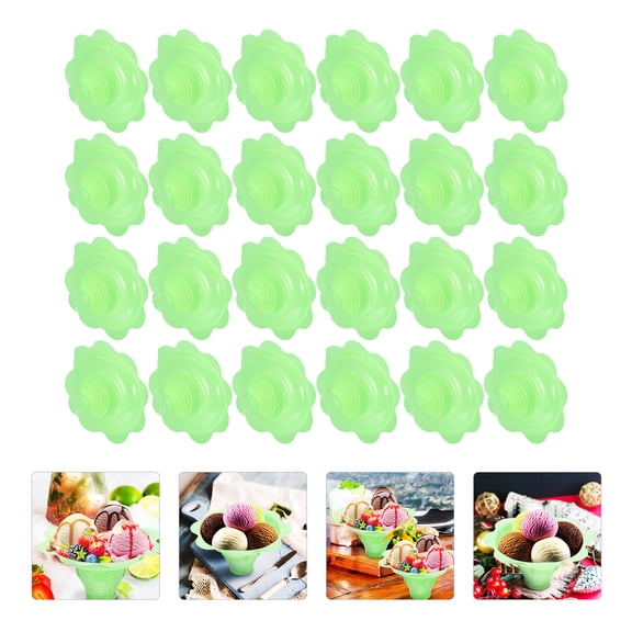 Green Disposable Plastic Ice Cream Cups for Home Use Smooth to Touch Lovely Shape 50pcs