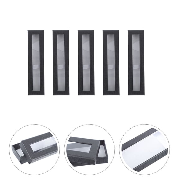Sparsain 5pcs Simple Pen Storage Box Creative Paper Pen Box with Opening Window