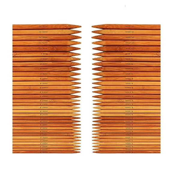 Sparsain 75Pcs 20cm Bamboo Knitting Needles Set, Carbonization Double Ended Knitting Needles, Handmade Long Sweater Straight Needles Kit for Home Sewing (Chocolate)