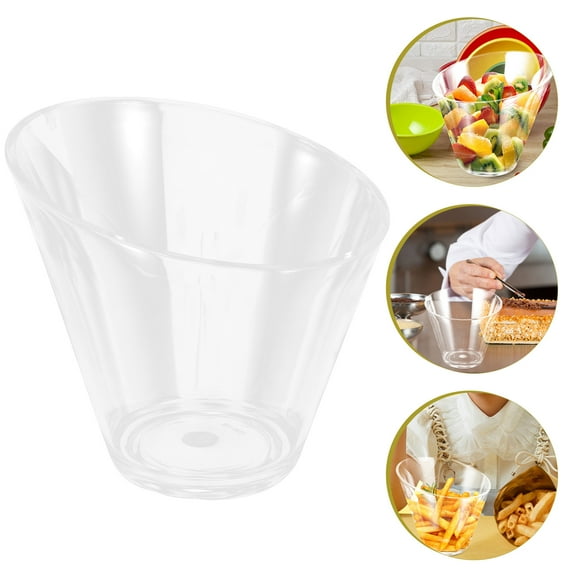 Sparsain Clear Acrylic Slanted Salad Bowl for Snacks, Serving Bowls for Desserts, Fruits and Vegetables (19cm)