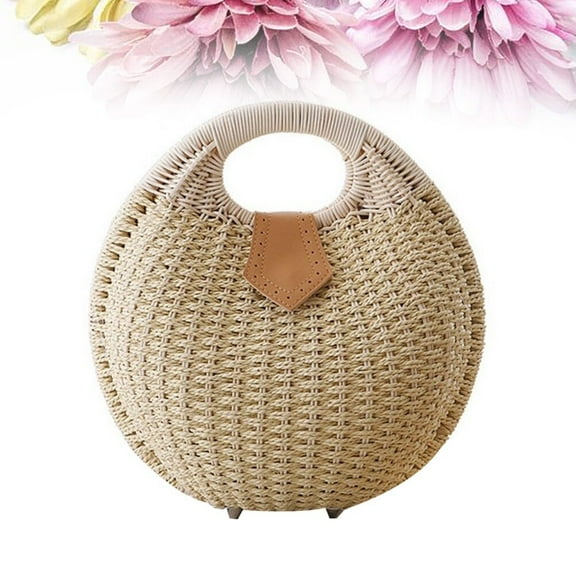 Sparsain Fashion Straw Shell Shape Rattan Handbag for Women (Beige)