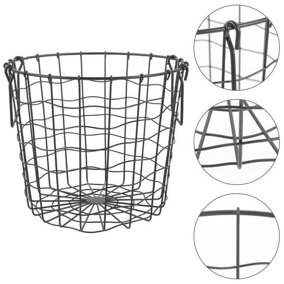 Sparsain Firewood Storage Basket Wire Storage Basket Foldable Handle Basket for Carrying Logs