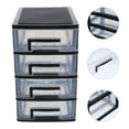 thumbnail image 1 of Sparsain Four-Tier Plastic Storage Cabinet with Drawer, Multi-Function Portable Dustproof Closet, Storage Furniture (Black and Transparent), 1 of 6