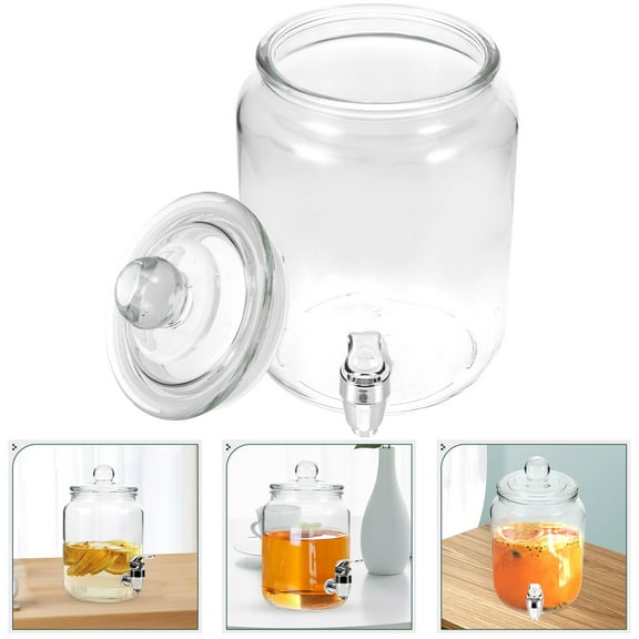 Sparsain Glass Beverage Dispenser Airtight Wine Tank for Glass Wine Jar with Spigot