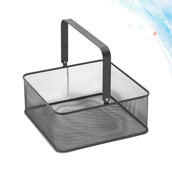 Sparsain Home Square Iron Hand Basket, Kitchen Metal Storage Box, Vegetable Holder, Black Table Basket for Storage (Small)
