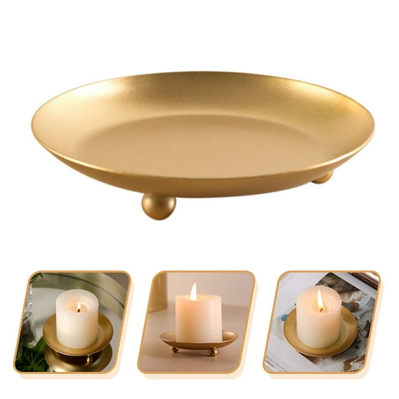 Sparsain Household Candle Plate Delicate Candle Dish Iron Candle Tray Candle Accessory
