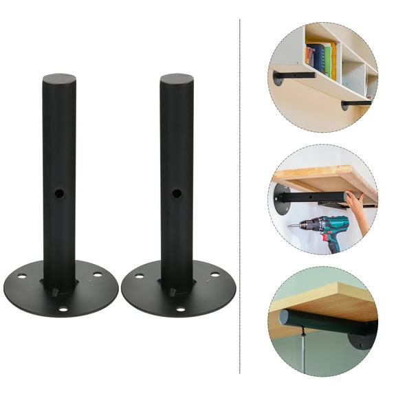 Sparsain Set of 2 Industrial Iron Tube Shelf Brackets for Wood Floating Shelf