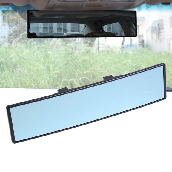Sparsain Universal Car Rearview Mirror Wide Angle Blue Glass Anti-Glare Panoramic Interior Mirror Large Vision 280mm Curved Mirror (Black)