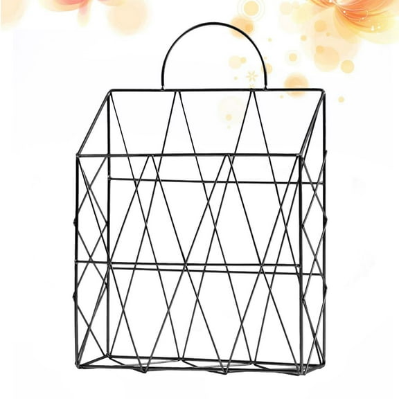 Sparsain Wall Mounted Magazine Rack Hanging Newspaper Book File Organizer Iron Storage Basket Shelf Display Stand (Black)