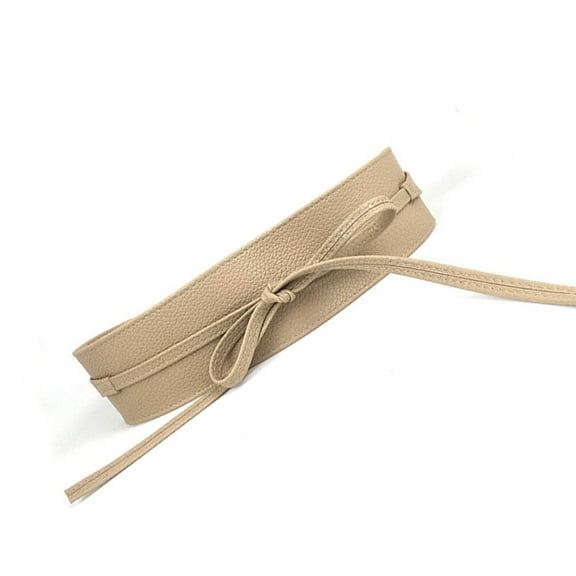 Sparsain Women Fashion Style PU Leather Bow Tie Belt - Cream Color