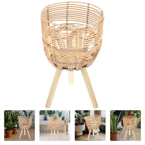 Sparsain Woven Bamboo Flower Pot on Standing Legs Home Planter Basket Bamboo Flower Basket