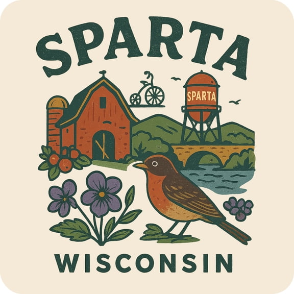 Sparta Wisconsin Keepsakes Souvenir Vinyl Sticker – Destination Travel Keepsake Collectible (6-Inches Wide)