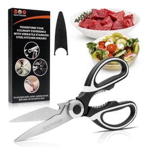 SpartaSake Premium Stainless Steel Kitchen Shears Sleeve Heavy Duty Food Scissors (Black/White)