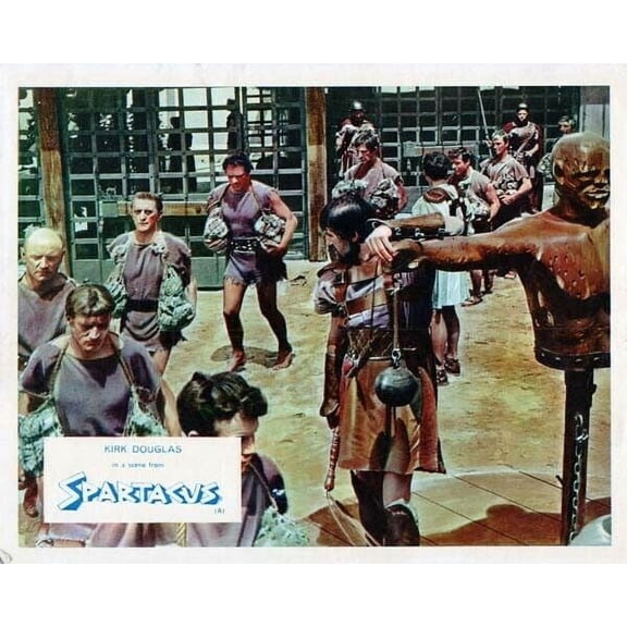 Spartacus 8x10 inch photo Kirk Douglas walks with slaves in arena