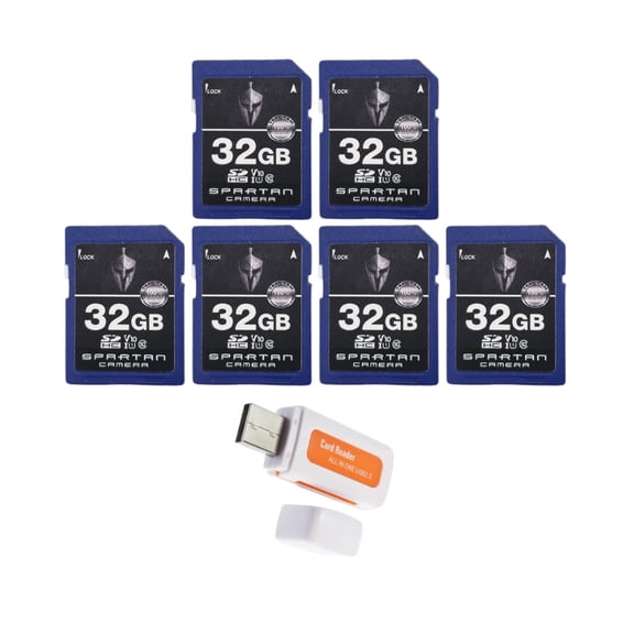 Spartan 32GB Class 10 SD Card (6-Pack) Bundle with Micro SD Reader and Writer (7 Items)