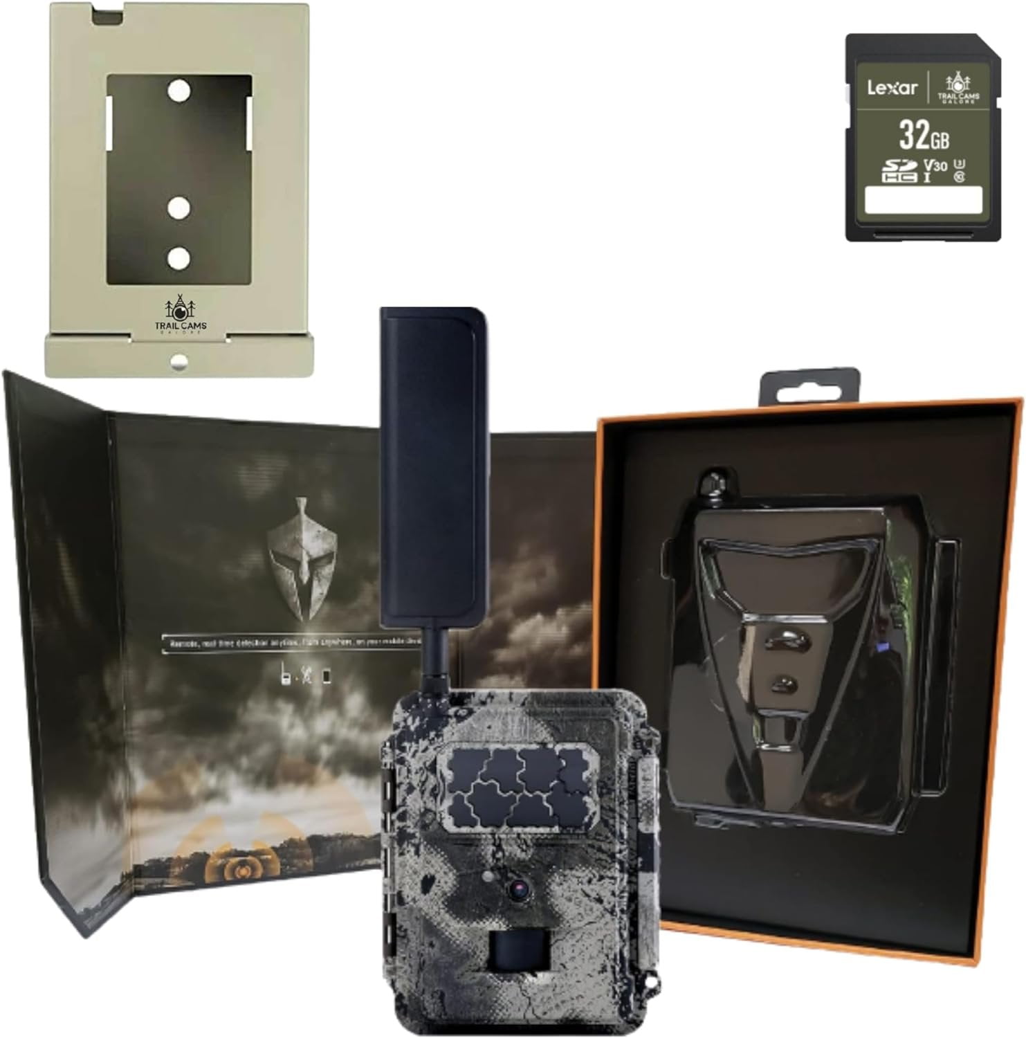 Spartan Camera Gocam 4G LTE Trail Cameras, Free Roaming, HD Video, Photo, Blackout Flash, Hunting, Security, Surveillance + 32GB SD Cards + Steel Security Box Verizon