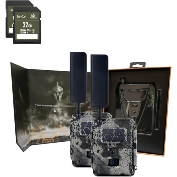Spartan Camera Gocam 4G LTE Trail Cameras, Free Roaming, Remotely Update Settings, HD Video, Photo, Blackout Flash, Hunting, Security, Surveillance + 32GB SD Cards - 2 PK Verizon