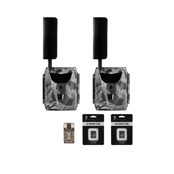 Spartan GoLive 4G/LTE 1080p Trail Camera (Verizon, 2 Pack) Bundle with 32GB Memory Card and Card Reader (3 Items)