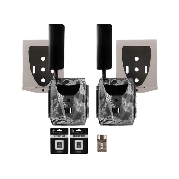 Spartan GoLive 4G/LTE 1080p Trail Camera (Verizon, 2 Pack) Bundle with Steel Security Box, 32GB Memory Card and Card Reader (7 Items)
