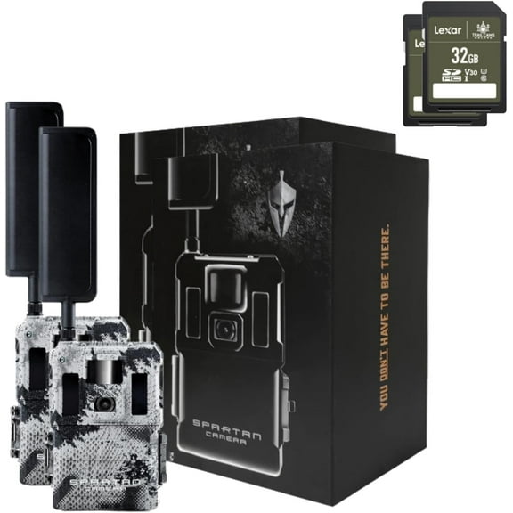 Spartan GoLive2 4G LTE Trail Camera, Live Stream,Anti-Theft GPS,On-Demand Image&Video Capture,Real-time Updates,Built-in Lithium Battery,Blackout,Areus Camo + 32GB SD Cards 2PK GoLive 2M 4G/LTE