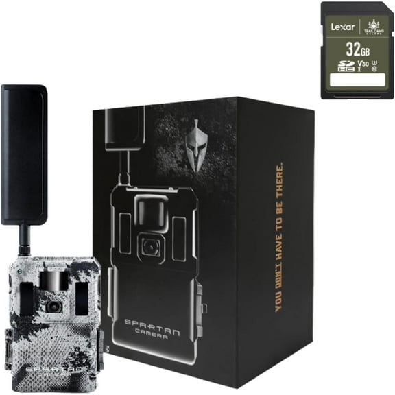 Spartan GoLive2 4G LTE Trail Camera, Live Stream,Anti-Theft GPS,On-Demand Image&Video Capture,Real-time Updates,Built-in Lithium Battery,Blackout,Areus Camo + 32GB SD Card GoLive 2M 4G/LTE