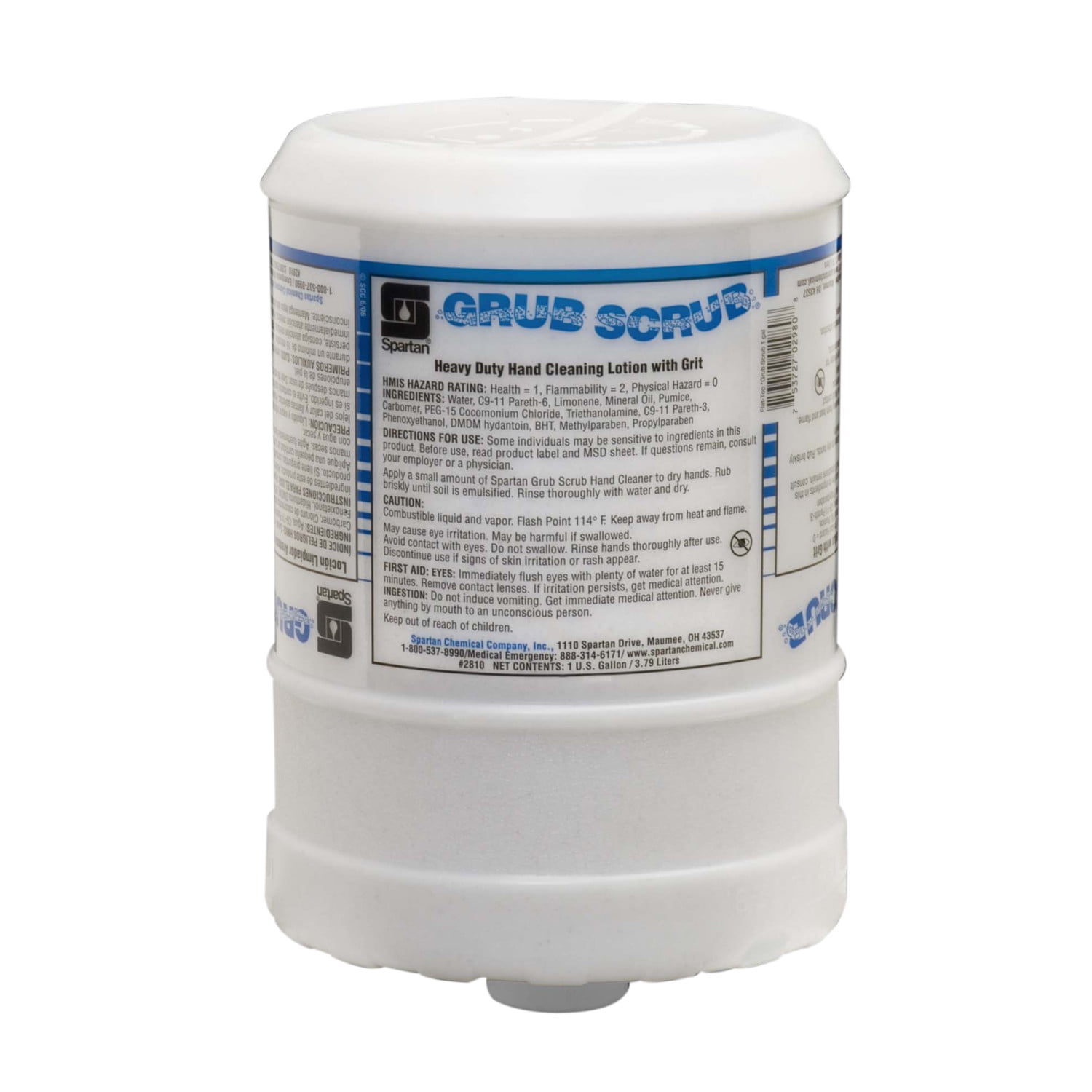 Spartan Grub Scrub Hand Soap Flat Top 4Gal/Cs Takes Dispenser 419807 Or 1Gal Pump