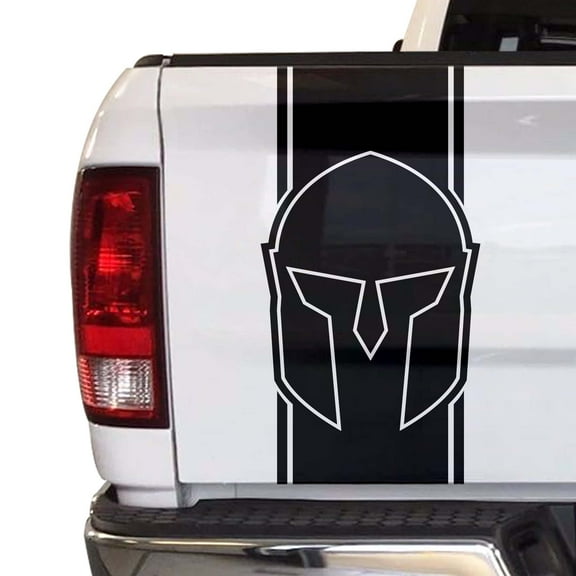 Spartan Helmet Decal Gladiator Sticker Truck Tailgate Vinyl Decal Compatible with Most Pickup Trucks Rear Graphic (11" x 25", Black)