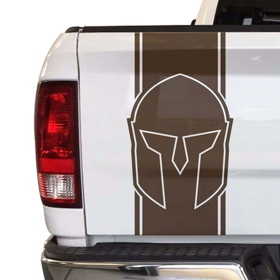 Spartan Helmet Decal Gladiator Sticker Truck Tailgate Vinyl Decal Compatible with Most Pickup Trucks Rear Graphic (11" x 25", Brown)
