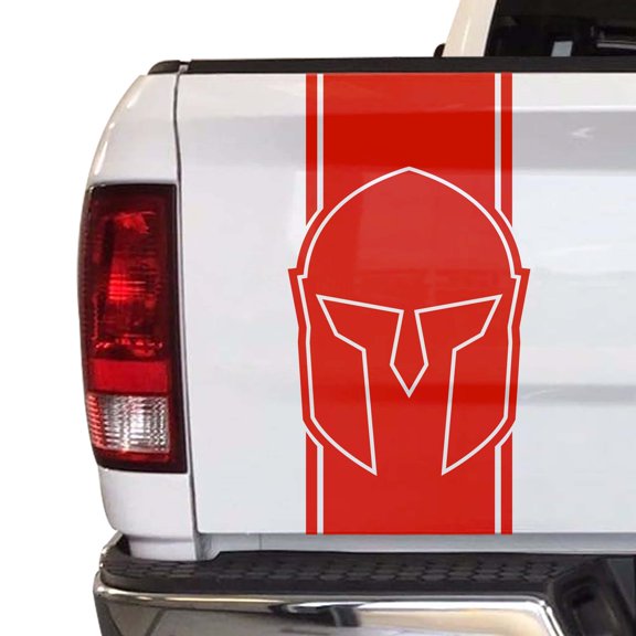 Spartan Helmet Decal Gladiator Sticker Truck Tailgate Vinyl Decal Compatible with Most Pickup Trucks Rear Graphic (11" x 25", Light Red)