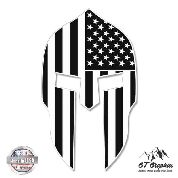 Spartan Helmet Subdued American Flag Tactical - 3" Vinyl Sticker - For Car Laptop I-Pad Phone Helmet Hard Hat - Waterproof Decal