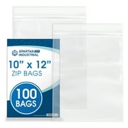 Spartan Industrial - 10” X 12” (100 Count) Quart Clear Reclosable Zip Plastic Poly Bags with Resealable Lock Seal Zipper - 2 Mil