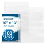 Spartan Industrial - 10” X 13” (100 Count) Quart Clear Reclosable Zip Plastic Poly Bags with Resealable Lock Seal Zipper - 2 Mil
