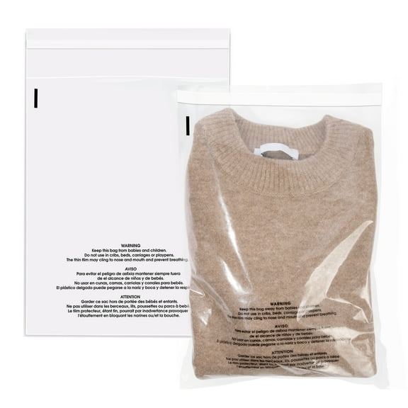 Spartan Industrial - 11” X 14” (200 Count) Self Seal Clear Poly Bags with Suffocation Warning for Packaging, T Shirts & FBA - Permanent Adhesive