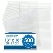 Spartan Industrial - 13” X 18” (500 Count) 2 Mil Clear Reclosable Zip Plastic Poly Bags with Resealable Lock Seal Zipper