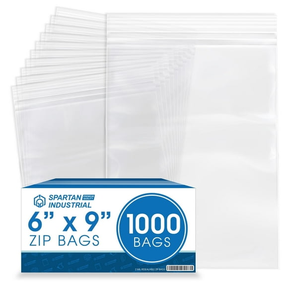 Spartan Industrial - 6” X 9” (1000 Count) 2 Mil Clear Plastic Bags With Resealable Zipper
